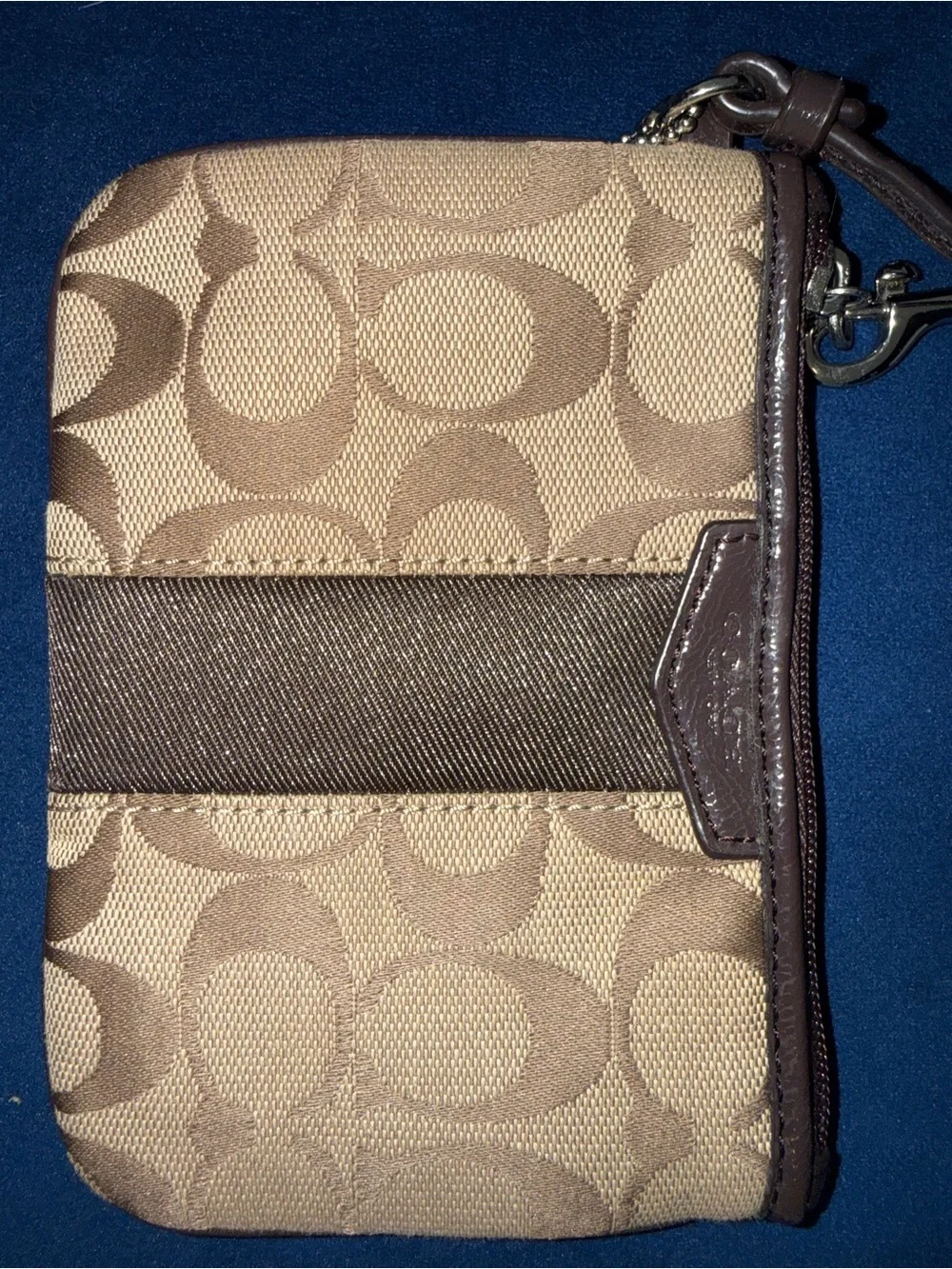 Coach Brown Signature Monogram Wristlet Phone Case